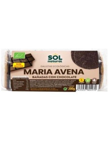 Marías Avena Sin Gluten Bañadas De Chocolate Bio 200 Gramos  Sol Natural