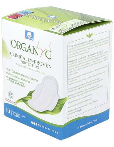 Compresas dia c/alas (bolsa ind) 100% algodón orgánico, 10ud de Organyc