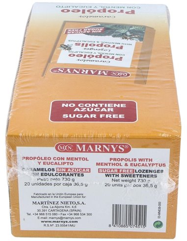 Caramelos Propoleo Sin Azucar Expositor 20Ud de Marnys