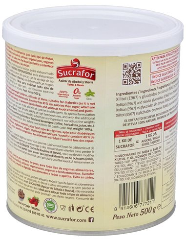 Sucrafor (Azucar De Abedul Y Stevia) 500Gr de Sucrafor