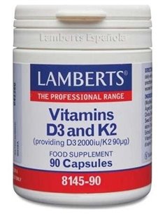 Vitamina D3 (2000 UI) + K2 (como MK-7) (90 µg) 90 Caps.  de Lamberts