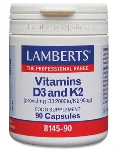 Vitamina D3 (2000 UI) + K2 (como MK-7) (90 µg) 90 Caps.  de Lamberts
