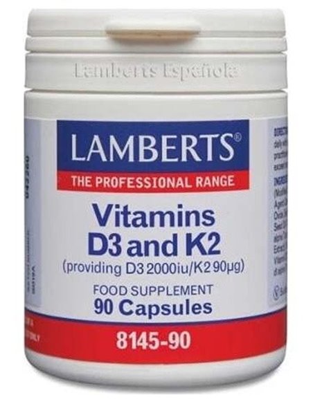 Vitamina D3 (2000 UI) + K2 (como MK-7) (90 µg) 90 Caps.  de Lamberts