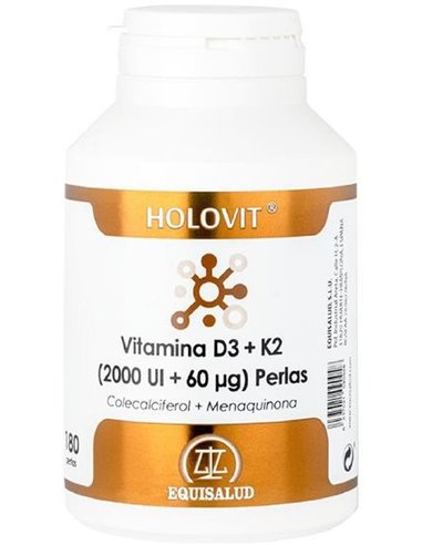 Holovitvitamina D3 2000Ui + K2 60µg 180Perlas de Equisalud