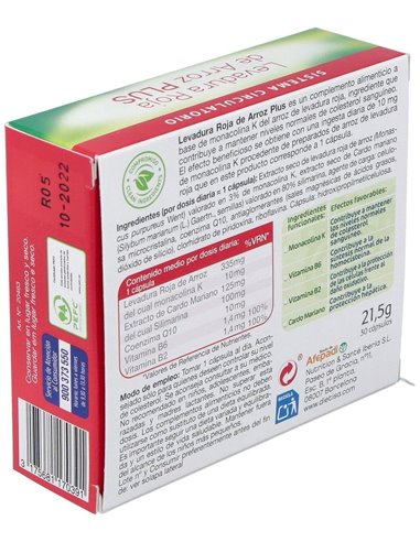 Levadura Roja De Arroz Plus  30 Cápsulas  Envase 30 Cápsulas(30 Días) de Dielisa®