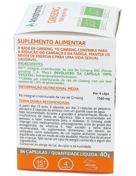 Ginseng 84Arkocapsulas. Bio de Arkopharma
