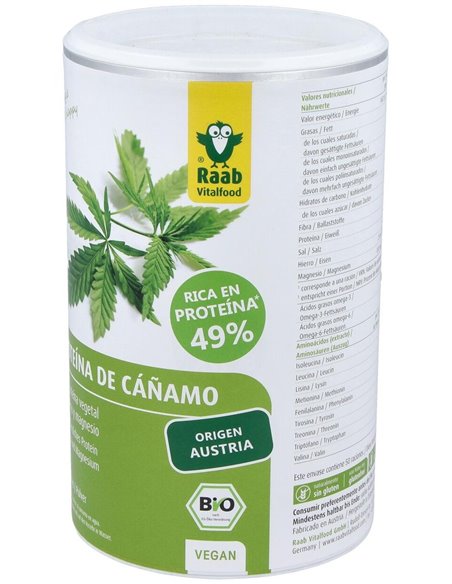 Proteína de cáñamo bio en polvo, 500g RF de Raab Vitalfood