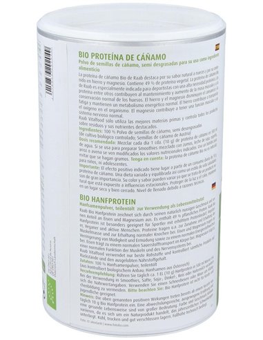 Proteína de cáñamo bio en polvo, 500g RF de Raab Vitalfood