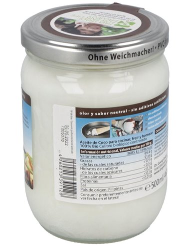 Aceite De Coco Premium Para Cocinar 500Ml. Bio de Dr. Goerg