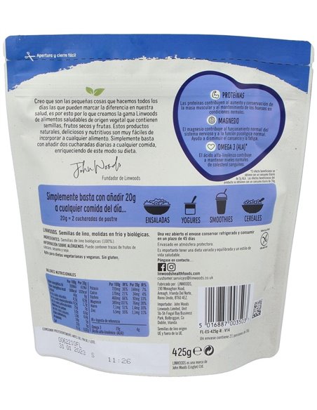 Semillas de Lino Molido, Bio 425 g de Linwoods