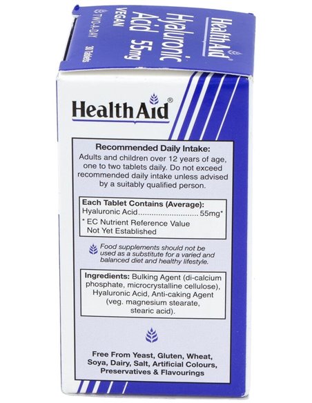 Ácido Hialurónico 55 Mg 30 Comp de Health Aid
