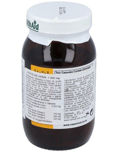 Aceite De Linaza Flaxseed Oil 60Cap. Health Aid de Health Aid