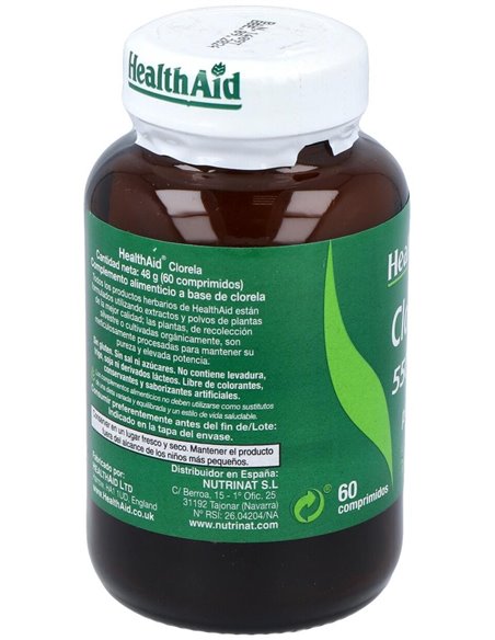 Clorela (Chlorella Pyrenoidosa) 550 Mg 60 Comp de Health Aid