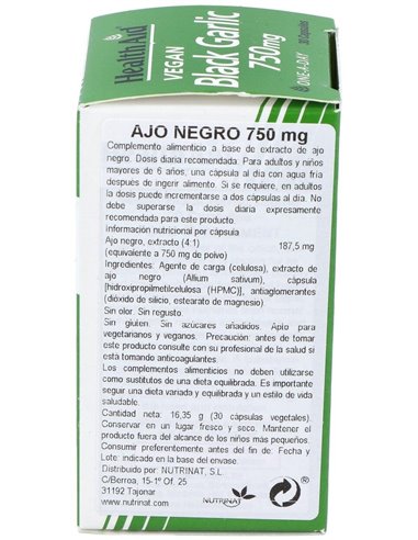 Ajo Negro 750 Mg 30 Vcáps de Health Aid