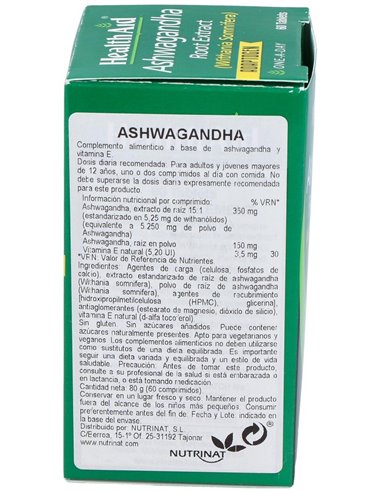 Ashwagandha (Withania Somnifera) 60 Comp de Health Aid