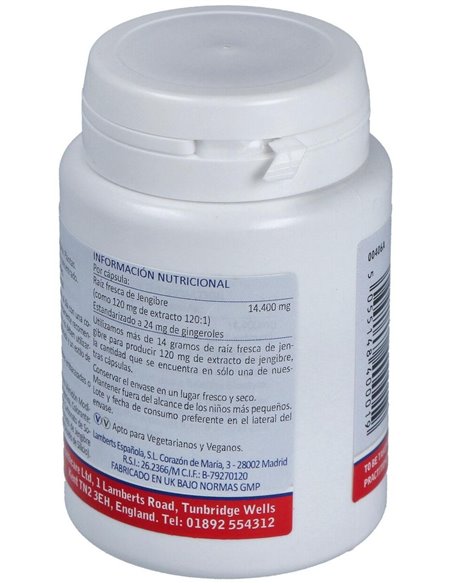 Jengibre 14.400 mg (24 mg de gingeroles) 60 Caps. de Lamberts