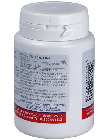 Vitamina E Natural 250 UI de Lamberts