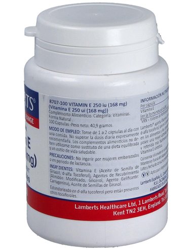 Vitamina E Natural 250 UI de Lamberts