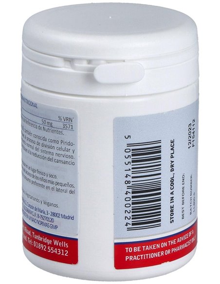 Vitamina B6 50 mg (Piridoxina) de Lamberts