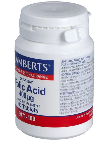 Ácido Fólico 400 µg 100 Tabs. de Lamberts