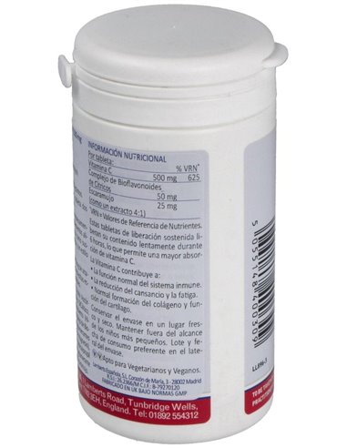Vitamina C 500 mg + Bioflavonoides Time Release 100 Tabs. de Lamberts