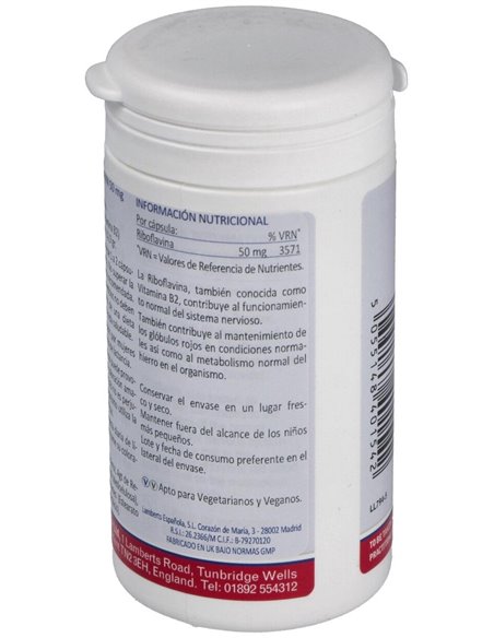 Riboflavina 50 mg (Vitamina B2) de Lamberts