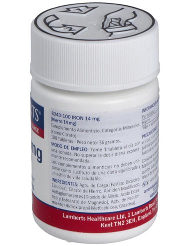 Hierro 14 mg (Como citrato) de Lamberts