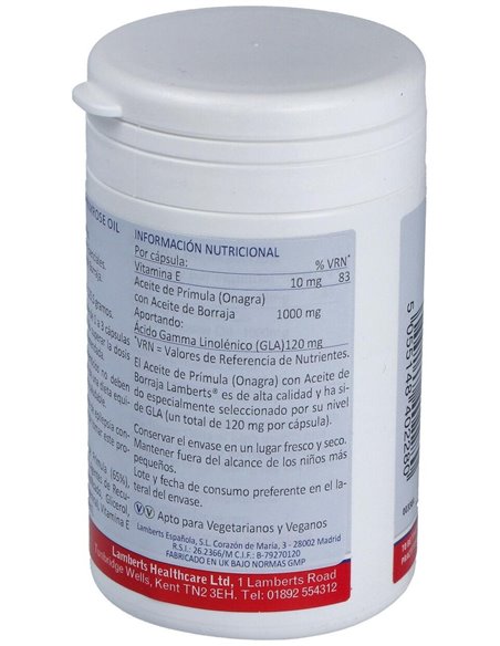 Aceite de Prímula y Borraja 1000 mg 90 Caps. de Lamberts