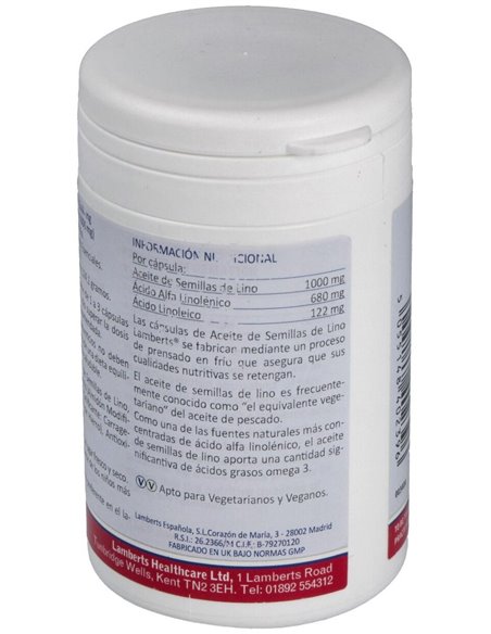 Aceite de semillas de Lino 1000 mg 90 Caps. de Lamberts