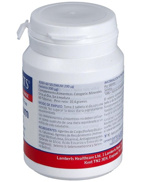 Selenio 200 µg (Como L-Selenometionina) 60 Tabs. de Lamberts