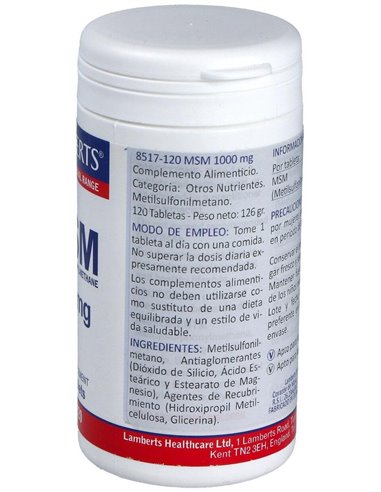 MSM 1000 mg 120 Tabs. de Lamberts