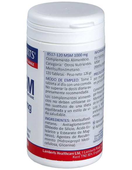 MSM 1000 mg 120 Tabs. de Lamberts