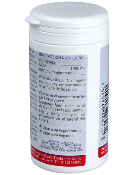 MSM 1000 mg 120 Tabs. de Lamberts
