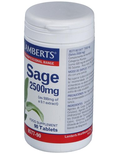 Salvia 2500 mg (2,5% de Ácido rosmarínico) 90 Tabs. de Lamberts