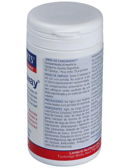 Candaway® (Canela, olivo, hinojo y orégano) 60 Tabs. de Lamberts