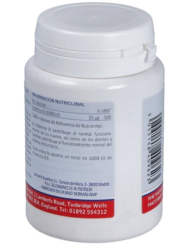 Vitamina D3 1000 UI (25 µg) 120 Caps. de Lamberts