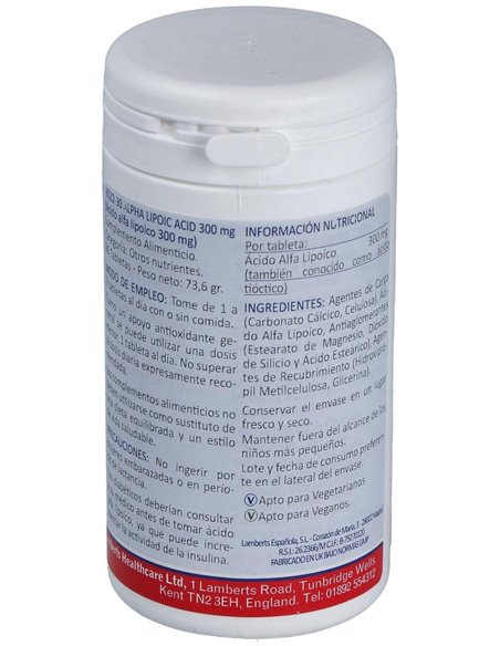 Ácido Alfa Lipoico 300 mg de Lamberts
