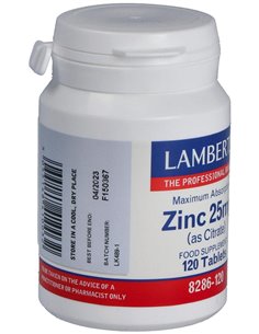 Zinc 25 mg (Como citrato) 120 Tabs. de Lamberts 2