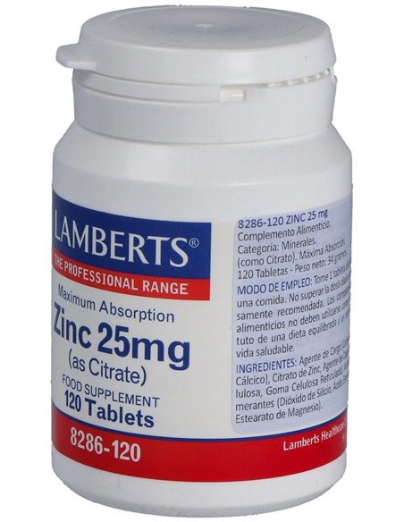 Zinc 25 mg (Como citrato) de Lamberts