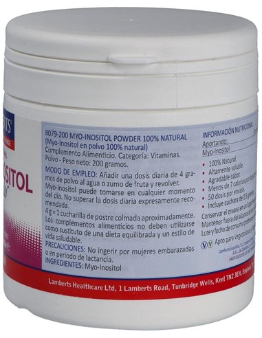 Myo Inositol en polvo 100% Natural 200 g de Lamberts