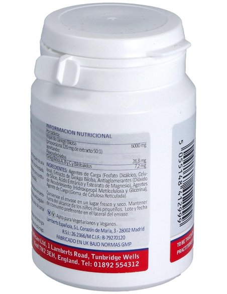 Ginkgo Biloba 6000 mg 60 Tabs.  de Lamberts