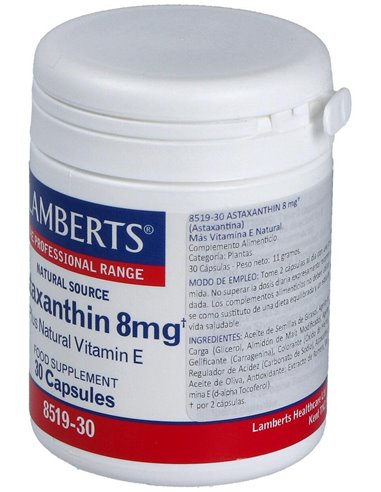 Astaxantina 8 mg con Vitamina E Natural 30 Caps. de Lamberts