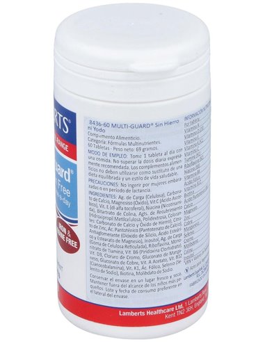 Multi-Guard® Iron Free (Sin hierro ni Yodo) 60 Tabs. de Lamberts