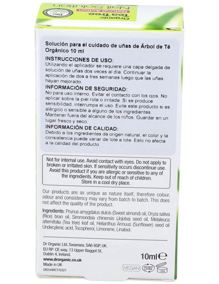 Solucion Para Uñas Arbol Del Te Organico 10Ml. de Dr. Organic