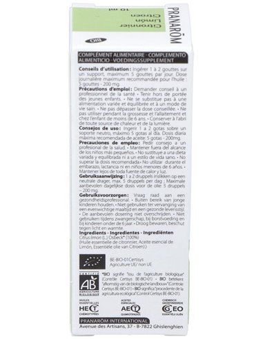 Limon Cascara Aceite Esencial Bio 10Ml. de Pranarom Aceites