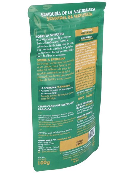Spirulina Comprimidos Bio 100G Es 100G de Iswari