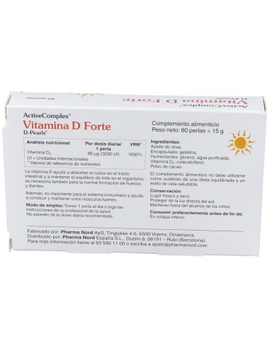 Activecomplex Vitamina D Forte 80Perlas de Pharma Nord