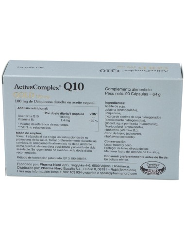 Activecomplex Q10 Gold 100Mg. 90Cap. de Pharma Nord