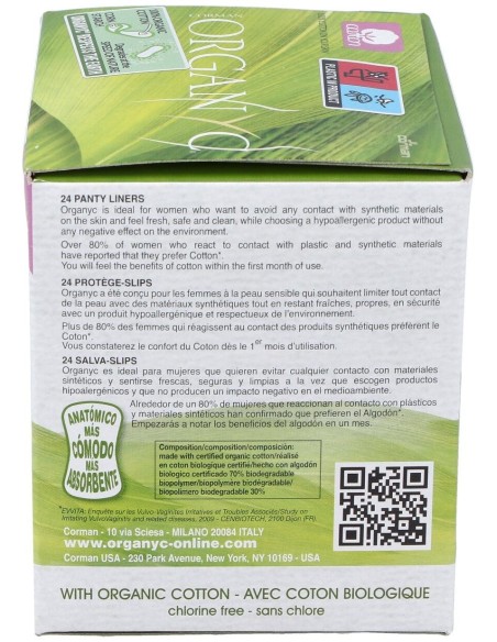 Salvaslip (bolsa ind) 100% algodón orgánico, 24ud de Organyc