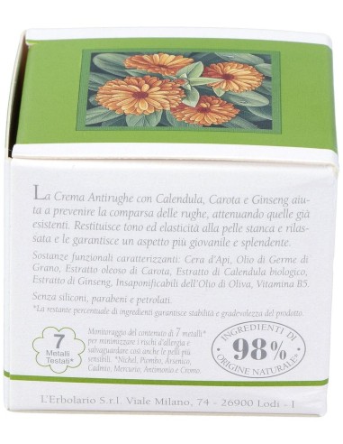 Crema Facial Antiarrugas Calendula Zanahoria 30M de L´Erbolario